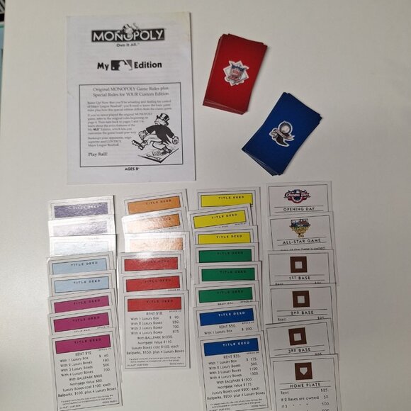 Monopoly My MLB 2006 Board Game Replacement Deed Cards Instructions Blank Custom - Picture 1 of 8
